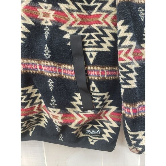 Rafter C Aztec Print Fleece Pullover, Red Dirt Collection, Men Jacket S Black/Re - Picture 4 of 5